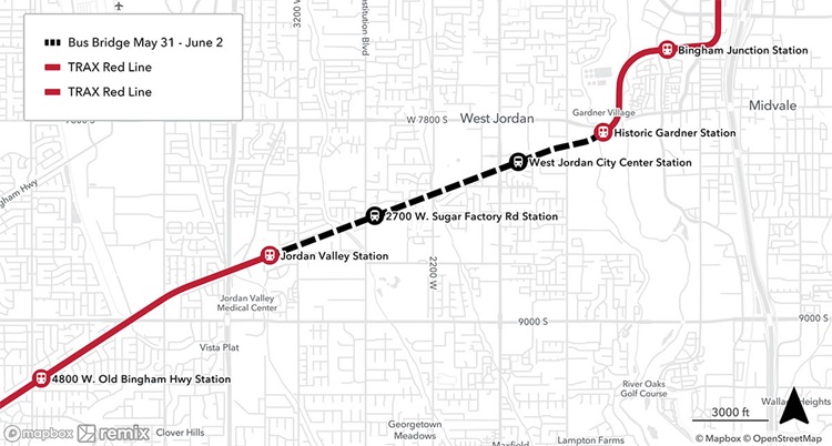 Red Line TRAX construction map